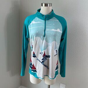 KYODAN Womens XL Quarter Zip Athletic Pullover Ski Base Layer Top Long Sleeve